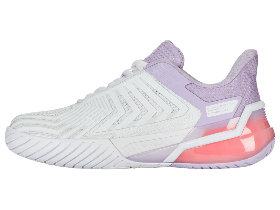 K-Swiss Ultrashot 4 Women&#39;s Tennis Shoes [White/Orchid Petal/Neon Blaze]
